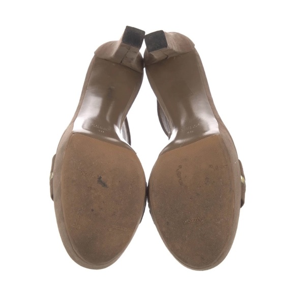 Gucci tan and gold t strap platform suede open to high heel size 40 us 10 - Picture 4 of 8